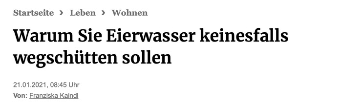 Warum Sie Eierwasser keinesfalls wegschütten sollen