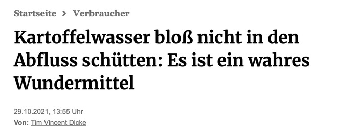 Kartoffelwasser bloß nicht in den Abfluss schütten: Es ist ein wahres Wundermittel