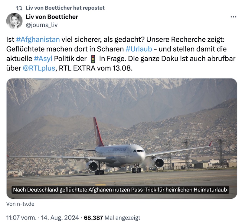 Liv von Boetticher bei X: Ist Afghanistan viel sicherer, als gedacht?