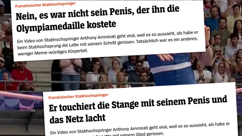 Spiegel-Überschriften: Nein, es war nicht sein Penis, der ihn die Olympiamedaille kostete / Er touchiert die Stange mit seinem Penis und das Netz lacht