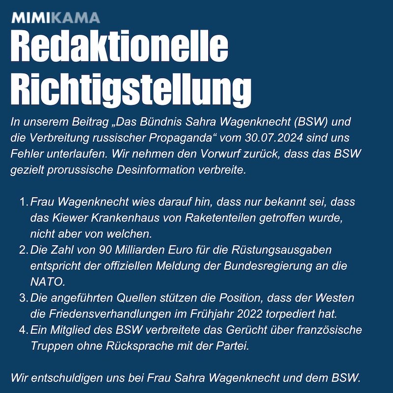 Redaktionelle Richtigstellung 