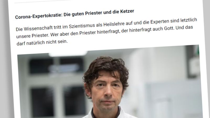 Foto von Virologe Christian Drosten in einem Artikel über die "Corona-Expertokratie"