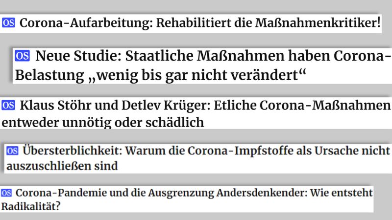 Schlagzeilen zu Corona im Ressort Open Source der "Berliner Zeitung"