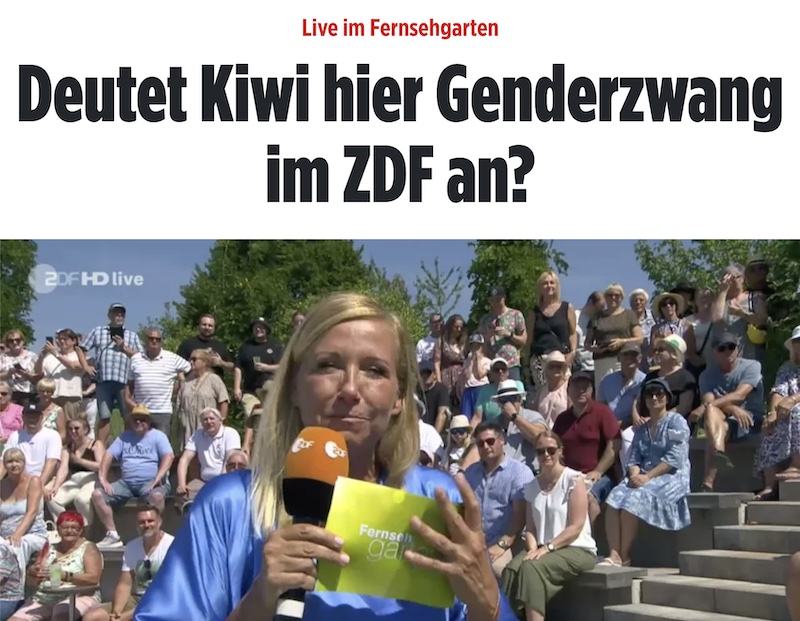 Moderatorin Andrea Kiewel unter "Bild"-Schlagzeile: Deutet Kiwi hier den Genderzwang im ZDF an?