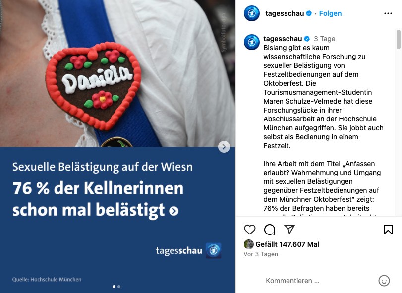 Sexuelle Belästigung auf der Wiesn: 76 % der Kellnerinnen schon mal belästigt