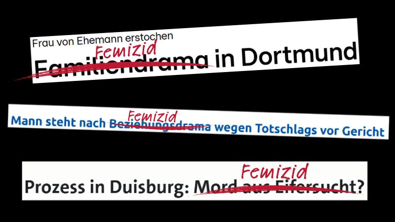 Schlagzeilen mit den Schlagworten "Familiendrama", "Beziehungsdrama" und "Mord aus Eifersucht"