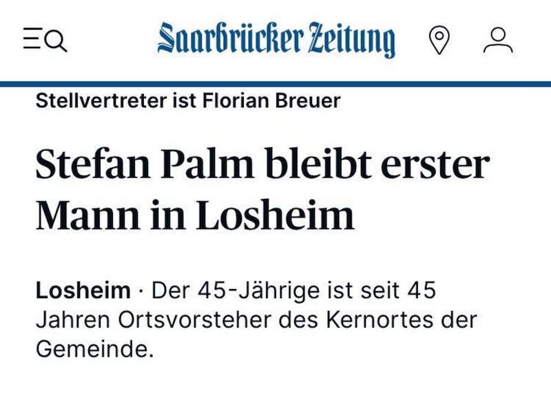 Meldung: Der 45-Jährige ist seit 45 Jahren Ortsvorsteher des Kernortes der Gemeinde.