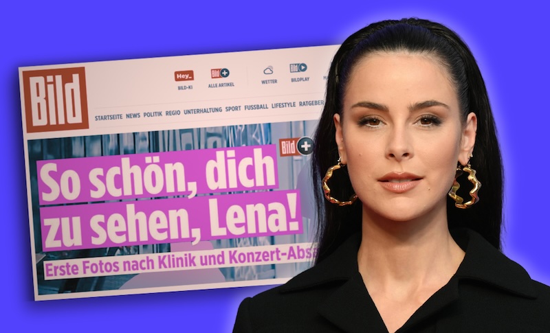 Screenshot eines Berichts auf Bild.de mit der Überschrift: "Schön, dich zu sehen, Lena!"; daneben ein Foto der Sängerin