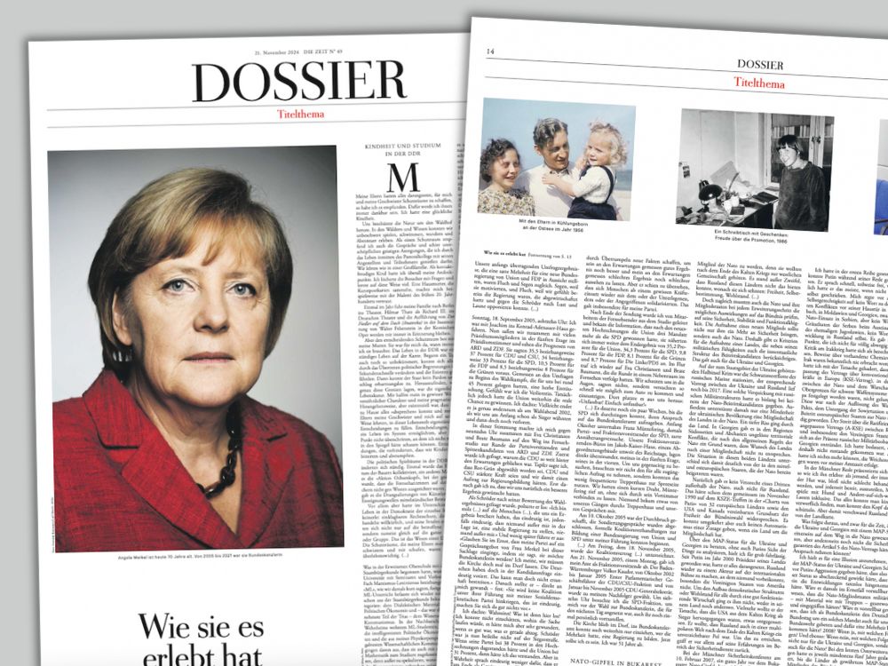 "Zeit"-Dossier mit Merkel-Leseprobe: "Wie sie es erlebt hat"