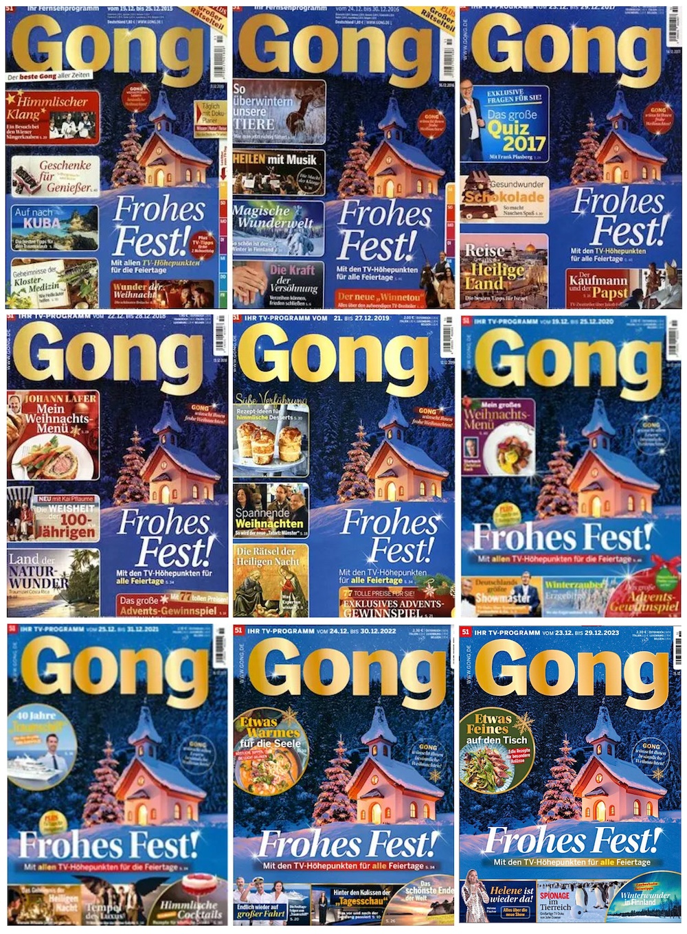 Titel der Zeitschrift "Gong" von 2015 bis 2023