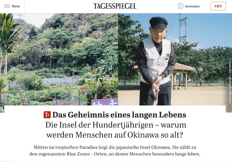 Tagesspiegel-Artikel über die angebliche Blue Zone Japas. 
