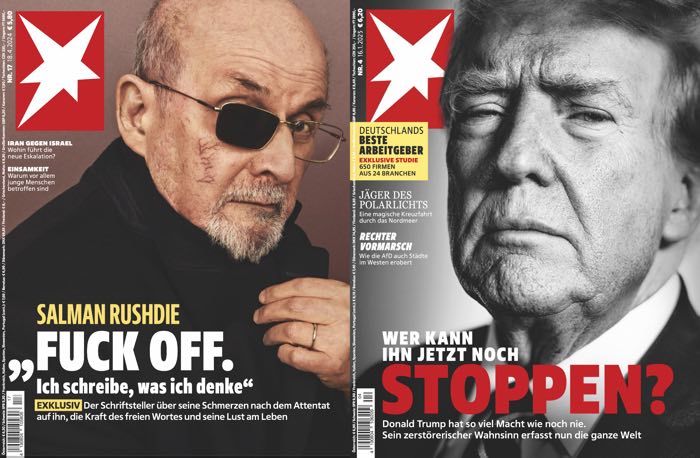 "Stern"-Cover mit Salman Rushdie und Donald Trump, ohne "Stern"-Schriftzug