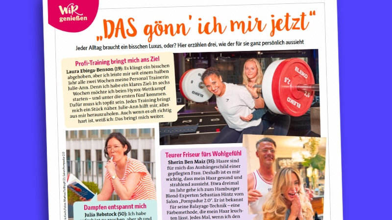 Ausriss aus der Zeitschrift „Bild der Frau“ mit der Überschrift „Das gönn ich mir jetzt“.