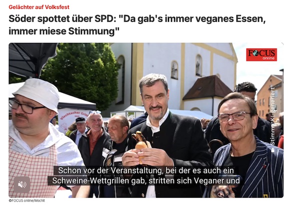 "Focus"-Schlagzeile: Söder spottet über SPD: "Da gab's immer veganes Essen, immer miese Stimmung"