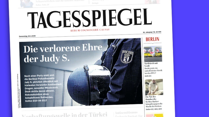 „Tagesspiegel“-Titel vom 20.3.2025 mit der Überschrift „Die verlorene Ehre der Judy S.“