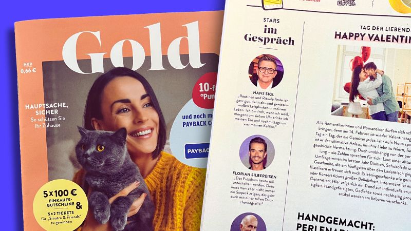 Titel und Ausriss der Kundenzeitschrift „Gold“ von Netto.