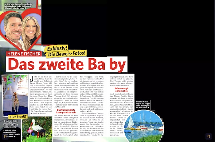 Doppelseite der Zeitschrift „Neue Post“, auf der Fotos nachträglich komplett geschwärzt wurden.