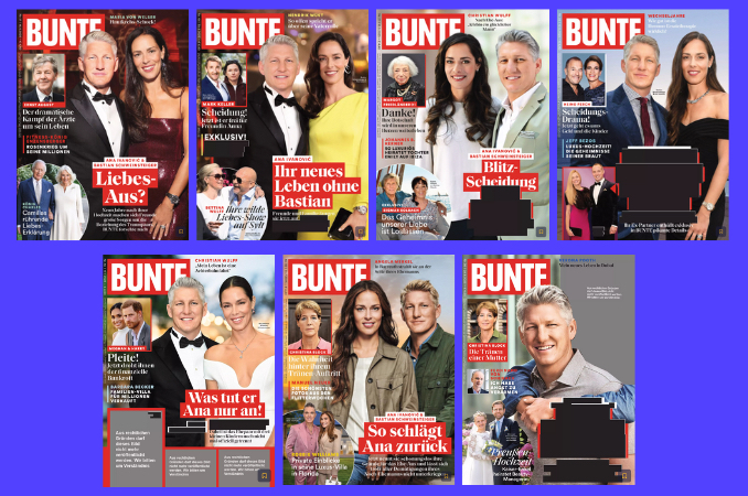 Alle sieben „Bunte“-Titelseiten über Bastian Schweinsteiger und Ana Ivanović aus dem Jahr 2025.