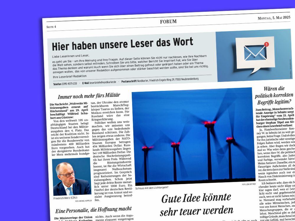 Leserbriefseite in der SVZ