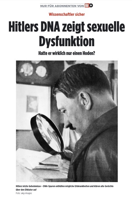 Bild-Schlagzeile: Hitlers DNA zeigt sexuelle Dysfunktion