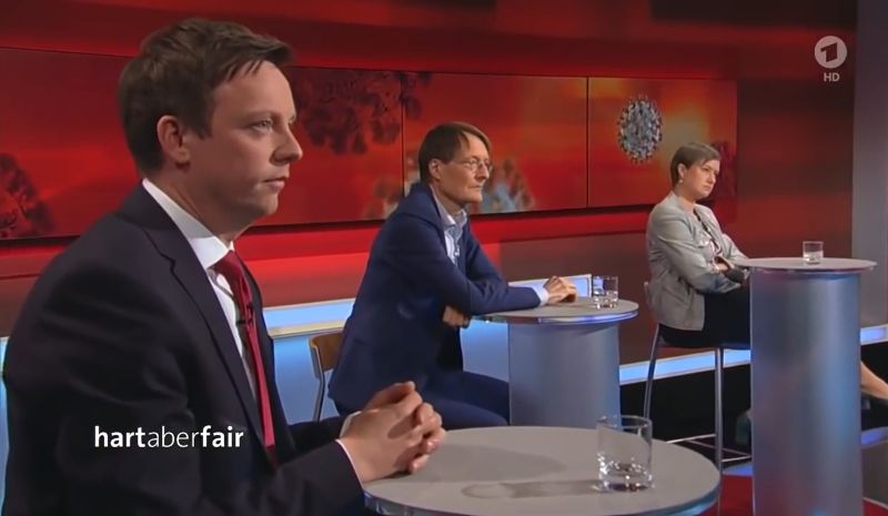 TV-Sendung "hart aber fair" mit Tobias Hans, Karl Lauterbach und Barbara Vorsamer