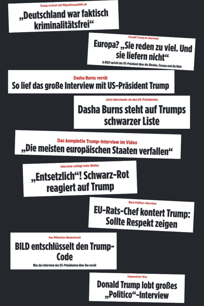 „Bild“-Schlagzeilen zum „Politico“-Interview mit Donald Trump.