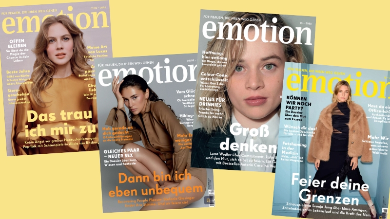 Collage aus Titeln der Zeitschrift „Emotion“