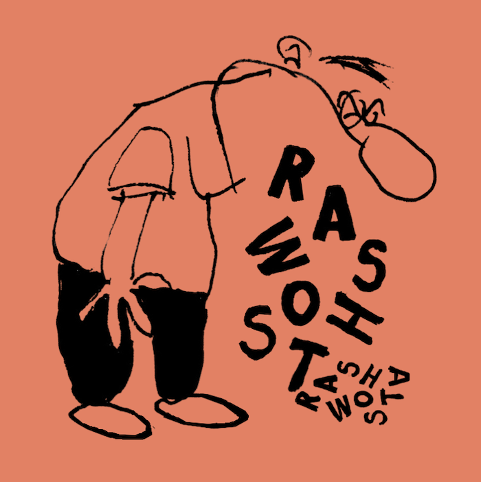 Cartoon: Männchen mit großer Nase, das mit geschlossenen Augen die Buchstaben des Worts „Hasswort“ erbricht.