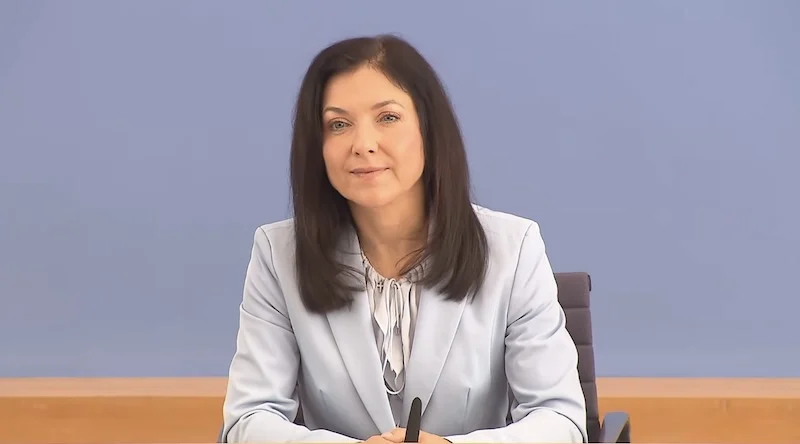 Bundesministerin für Wirtschaft und Energie Katherina Reiche (CDU) am 22.4.2026 in der Bundespressekonferenz.