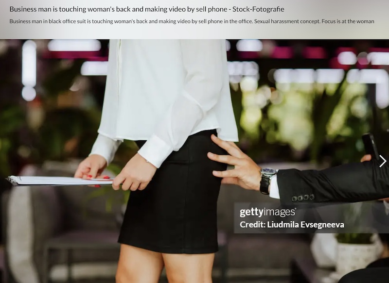 Symbolfoto, in dem ein Mann einer Frau mit Minirock an den Po fasst.