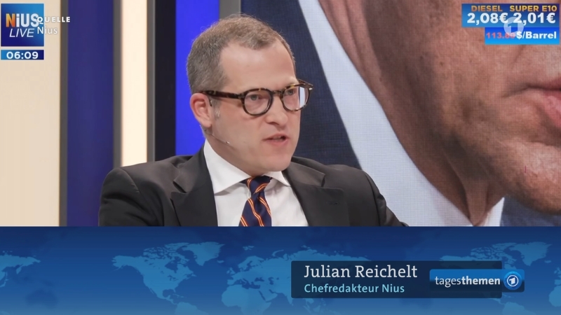„Nius“-Chefredakteur Julian Reichelt in den „Tagesthemen“
