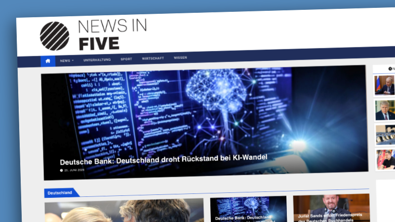 Startseite des Portals newsinfive.de mit verschiedenen Artikeln.