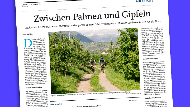 Ein Screenshot des NOZ-Reiseteils, der am 18. Juli erscheint.