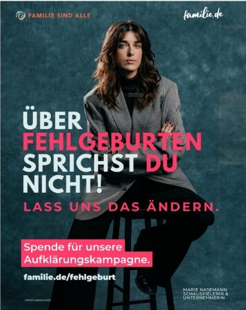 Instagram-Post: „Über Fehlgeburten sprichst du nicht! Lass uns das ändern“ von familie.de mit Marie Nasemann, Schauspielerin und Unternehmerin