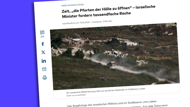 „Welt“-Artikel mit der Überschrift „Zeit, die ‚Pforten der Hölle zu öffnen‘ – Israelische Minister fordern tausendfache Rache“
