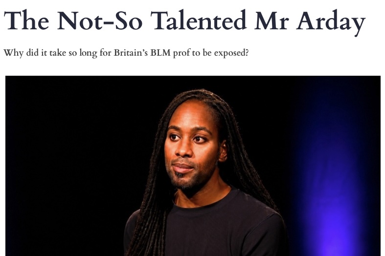 Schlagzeile im rechtslibertären Magazin "Spiked": "The Not-So Talented Mr Arday"