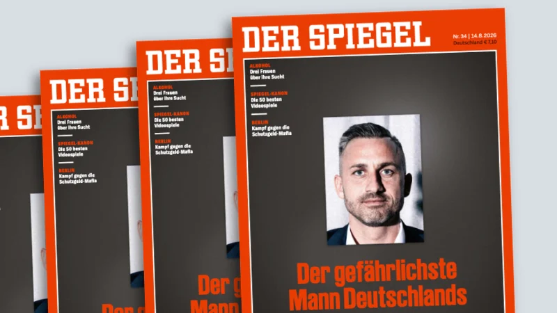 „Spiegel“-Titel vom 14.8.2026 mit einem Foto von AfD-Politiker Ulrich Siegmund und der Schlagzeile: „Der gefährlichste Mann Deutschlands“.