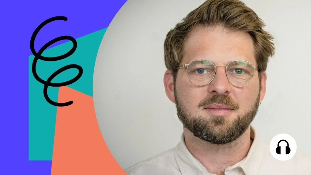 Podcast-Cover mit Porträt von Protestforscher Jannis Grimm