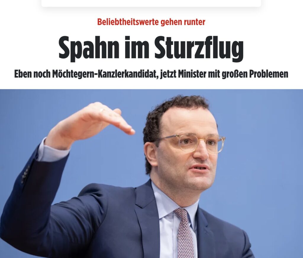 Bild-Schlagzeile: Spahn im Sturzflug