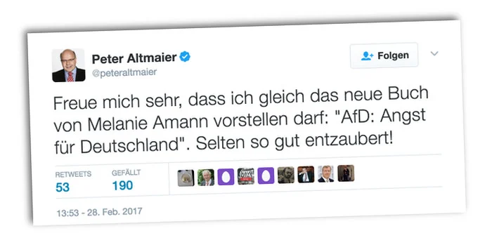 Tweet des CDU-Politikers Peter Altmaier