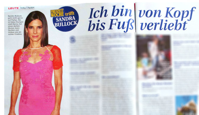 Angebliches Interview mit Sandra Bullock in "Freizeitwoche"