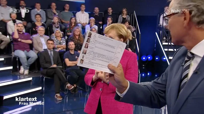 Moderator hält im Studion versehentlich seine Moderationskarte in die Kamera