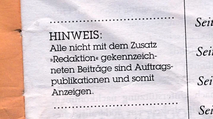 HINWEIS: Alle nicht mit dem Zusatz "Redaktion" gekennzeichneten Beiträge sind Auftragsproduktionen und somit Anzeigen.