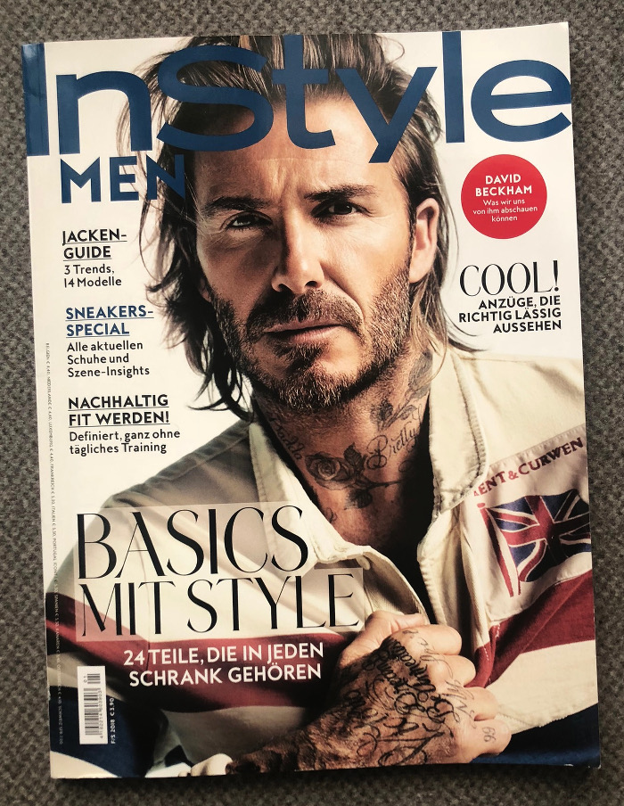 Titel eines Magazins mit einer Porträtaufnahme des Fußballers David Beckham