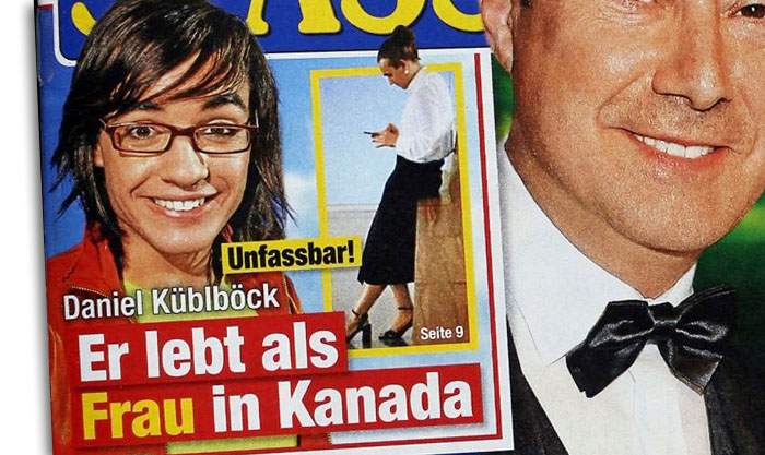 Schlagzeile: "Unfassbar! - Daniel Küblböck - Er lebt als Frau in Kanada"