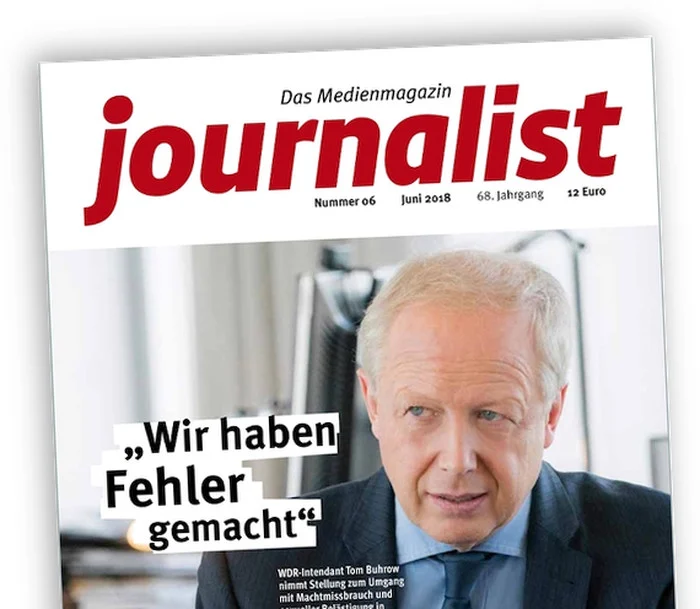 Titelseite des Magazins "Journalist" mit einem Foto von Tom Buhrow im Gespräch, Schlagzeile: "Wir haben Fehler gemacht"