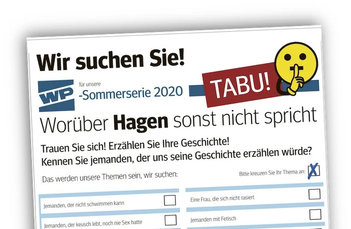 Teil eines Coupons aus einer Zeitung, der 50 "Tabus" auflistet, die man ankreuzen kann.
