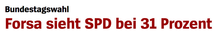 Überschrift "Spiegel Online": "Forsa sieht SPD bei 31 Prozent"