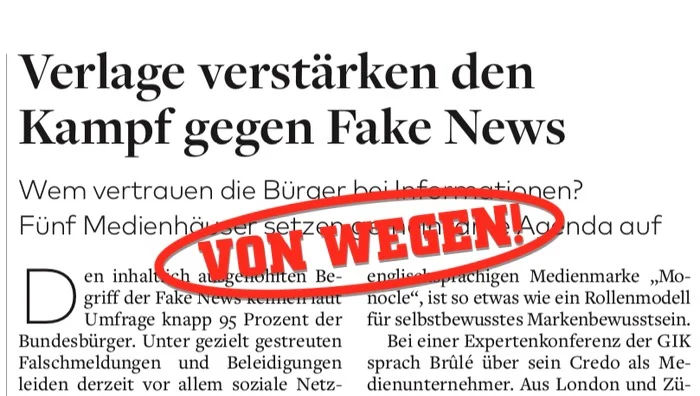 Verlage verstärken Kampf gegen Fake News - von wegen!