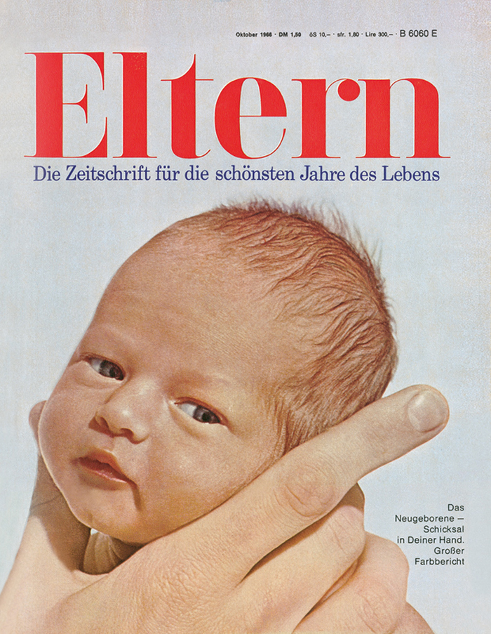 Neugeborenes Baby auf der neugeborenen Zeitschrift "Eltern" von 1966